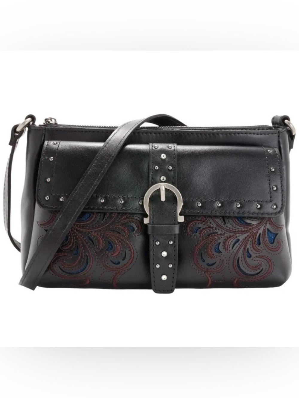 Patricia Nash 
Montana Leather Maisie Flap Crossbody Black Lux
